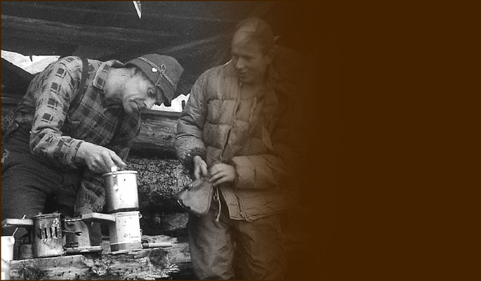 Camp-shack meal preparation. BCMC 56-49.