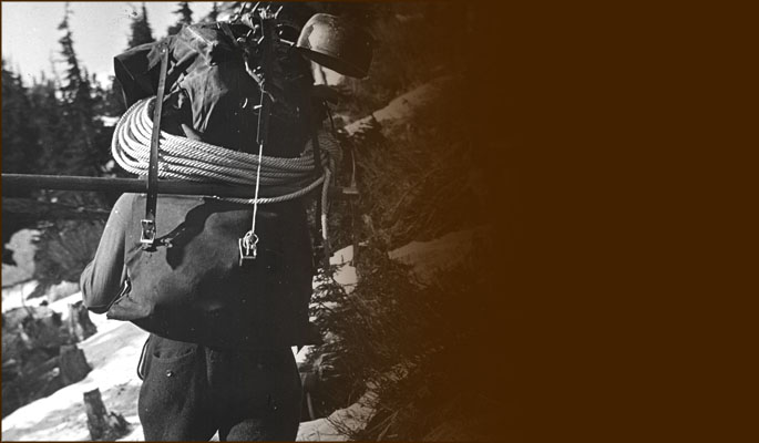 Climber’s loaded pack. Photo BCMC Archives 35-54.