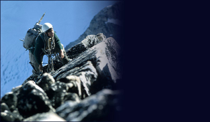 Alice Purdey scales rock-face. Photo BCMC Archives 69-01.