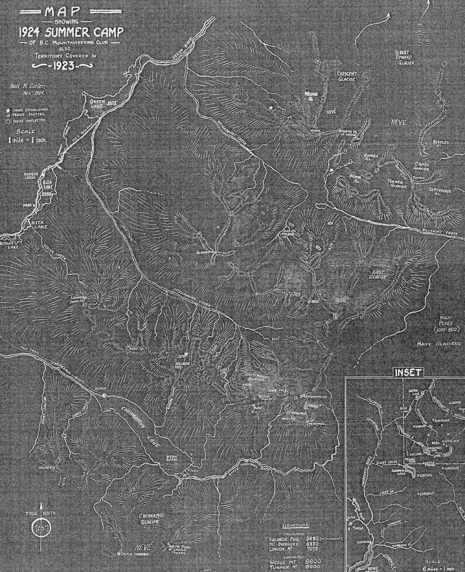 Blueprint map of 1924 BCMC Garibaldi summer camp. BCMC Archives.