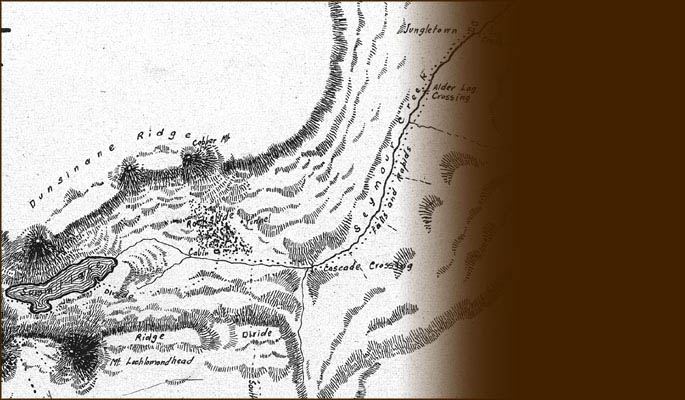 Carte dessin&eacute;e &agrave; la main de Charles Chapman de Seymour Creek. BCMC