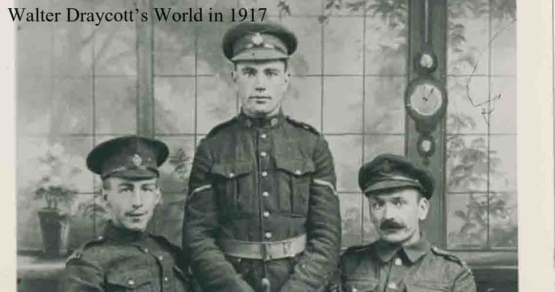 Draycott, right, with two soldiers 1917
