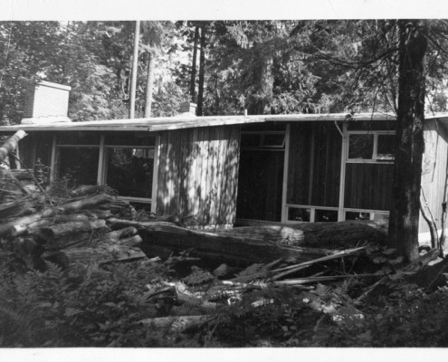 House under construction with exterior completed, 1951.
