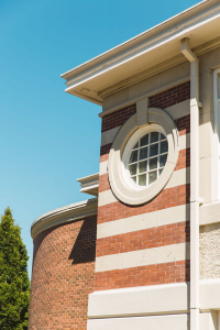 Architectural detail of the fourth Lynn Valley School. Photo: Alison Boulier 