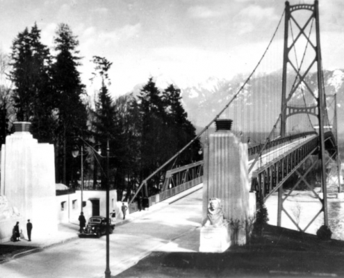 Lions Gate Bridge seen from the south side. Ca. 1940. NVMA 11824
