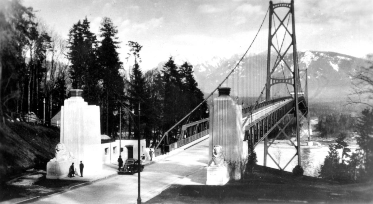 Lions Gate Bridge seen from the south side. Ca. 1940. NVMA 11824