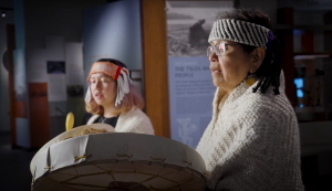 Indigenous Cultural Programmers Senaqwila Wyss (left) and Tsawaysia Spukwus (right) share a Welcome Song created by Chief Joe Capilano.