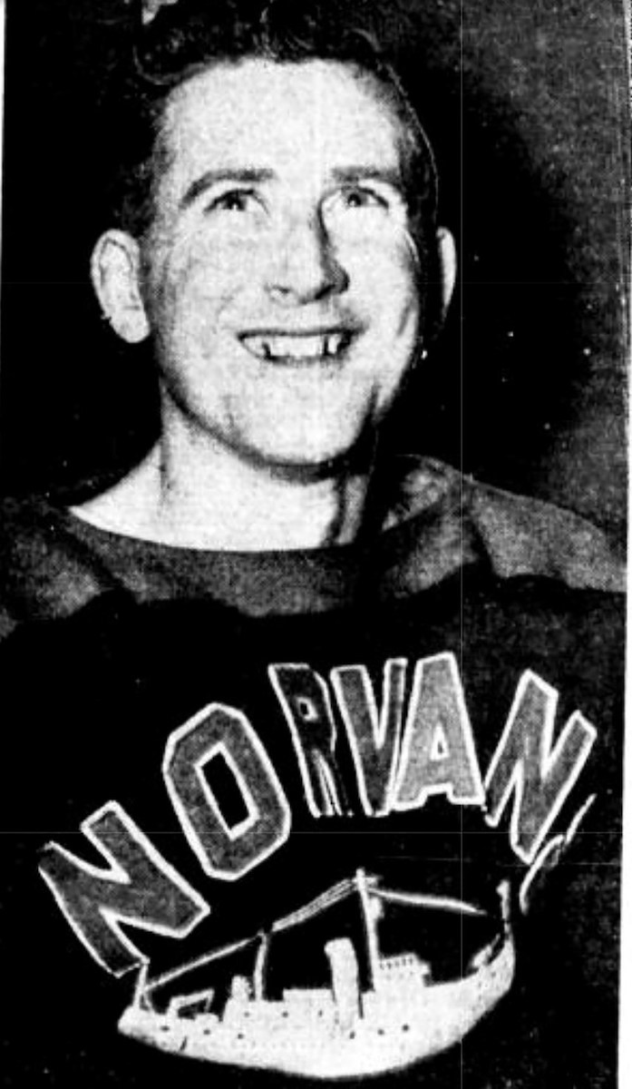 Jack Riley in the only known photo of a Norvans sweater. Photo: PNG