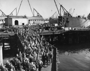 Quitting time at Burrard Dry Dock, 1945. Photo: Jack Cash, NVMA