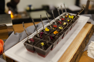 The mini vegan dark chocolate mousse with raspberry compôte from Truffles Fine Foods. Photo: Alison Boulier